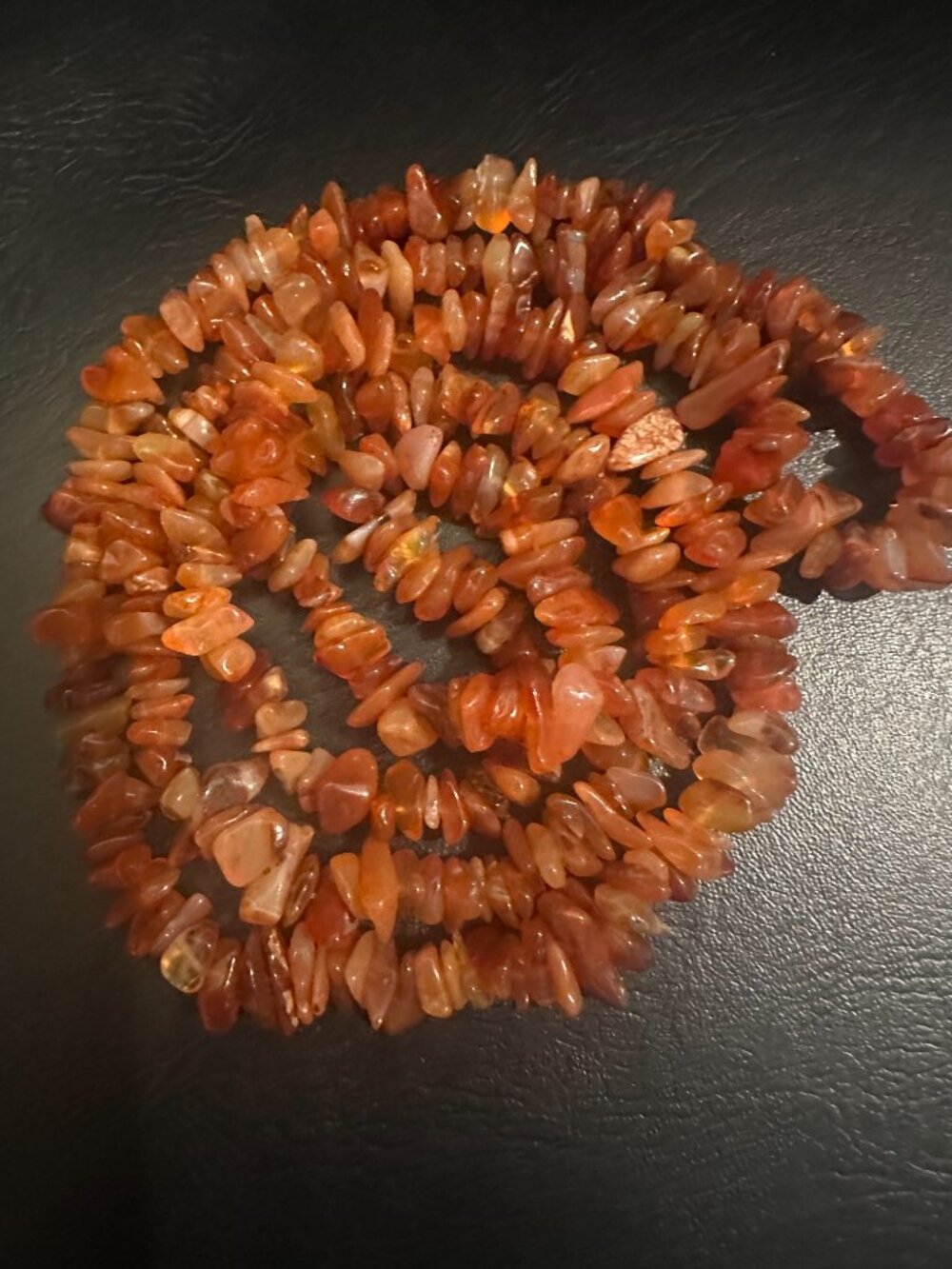 Vintage 34" Carnelian Nugget Pebble Necklace 82g Opera Length